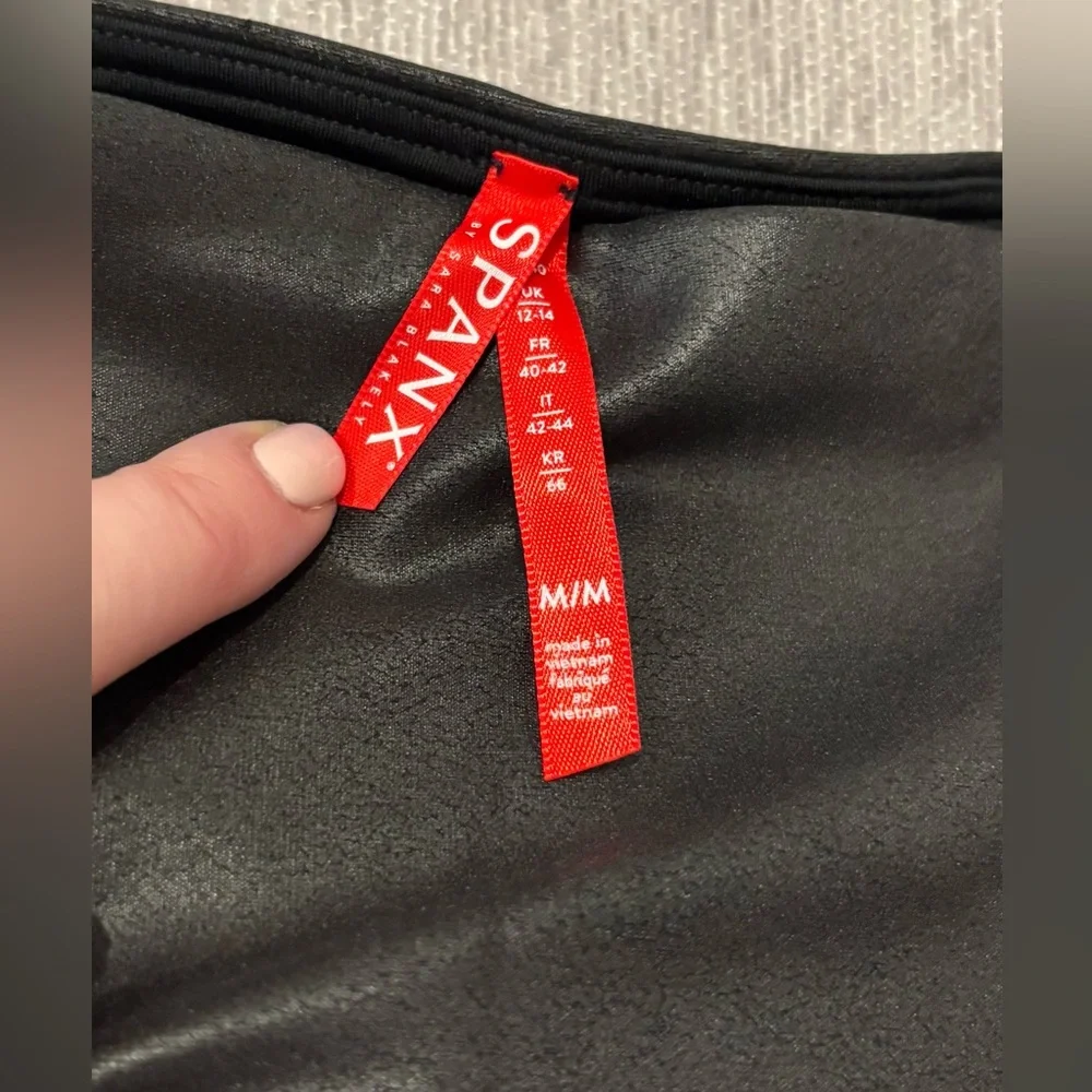 SPANX Black Faux Leather Leggings-size medium - Picture 9 of 16